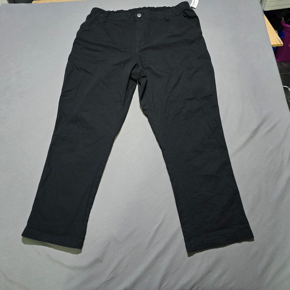 Old Navy Chino Pants Mens XL Black Elastic Waist Straight Leg Stretch Cotton
